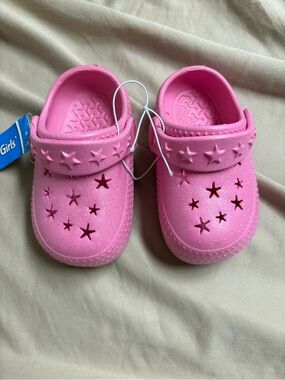 Toddler Girls Pink Glitter Star Clogs Sandals Size 5/6 NWT
